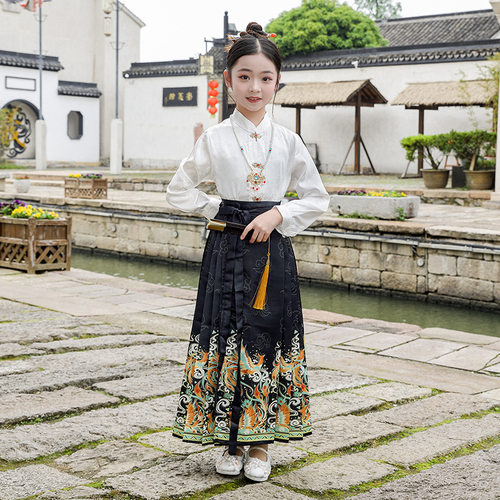 马面裙女童夏装2024新款儿童夏季国风新中式汉服套装女宝唐装衣服
