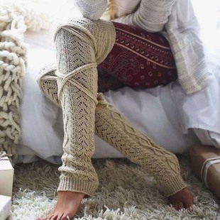 New woolen warm foot socks, knee high socks, women's lace u