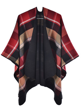 Women's tassel plaid shawl ethnic cloak Northwest tourism p