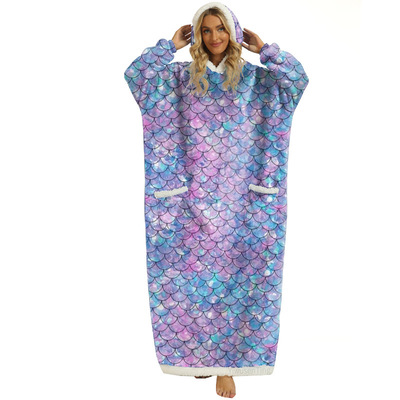 Lengthened and enlarged colored large fish scale printed la