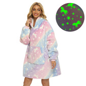 Bright Casual Star Thick Nightlight Hooded Plush Flannel