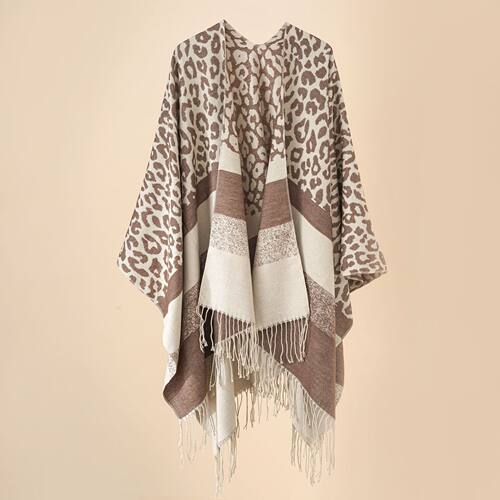 warm shawl women leopard stripe fashion travel cloak shawl