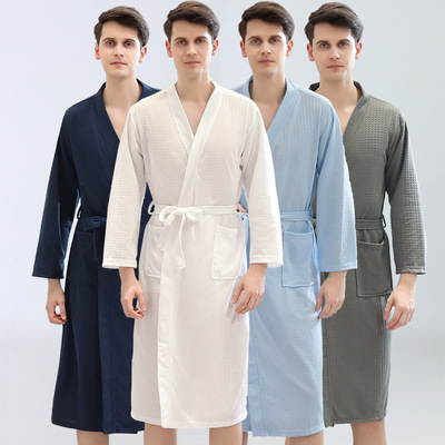 Waffle Japanese kimono bathrobe men's thin bathrobe parents
