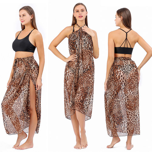 Good size beach skirt with leopard print beach bikini cover