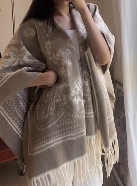 New cashew flower slit warm imitation tassel shawl, paired