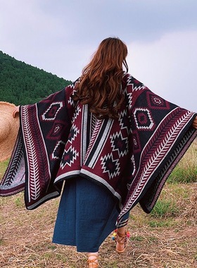 Geometric ethnic shawl, Northwest grassland dressing, touri
