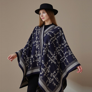 Lengthened Knitted Shawl Women's Thickened Split Cape Coat