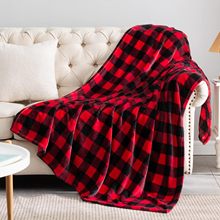 Double sided flannel blanket, classic red and black checker