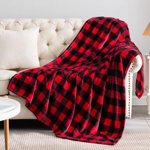 blanket classic red Double black flannel and checker sided