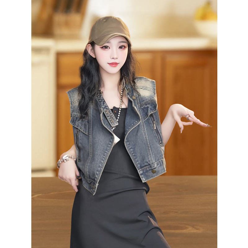牛仔马甲女款薄款夏季外穿设计感小众无袖坎肩马夹背心机车风外套