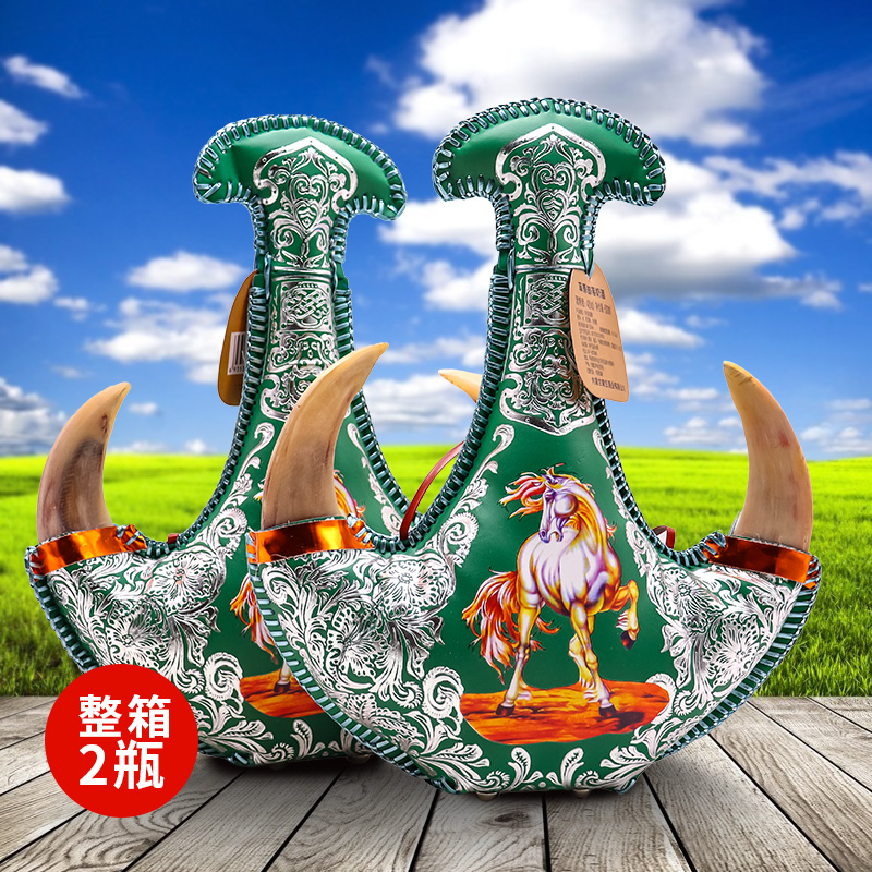 草原部落奶酒绿马42度真羊角500ml*2瓶整箱奶酒