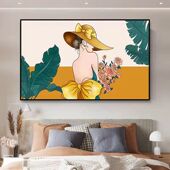 轻奢客厅装 饰画沙发背景墙人物挂画抽象美女艺术宾馆酒店卧室壁画