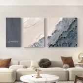 奶油风客厅装 饰画抽象艺术沙发背景三联画现代简约肌理感墙壁挂画