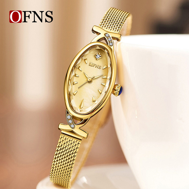 品牌手表新款时装腕表女士高级感防水石英表椭圆形镶钻白领女表潮