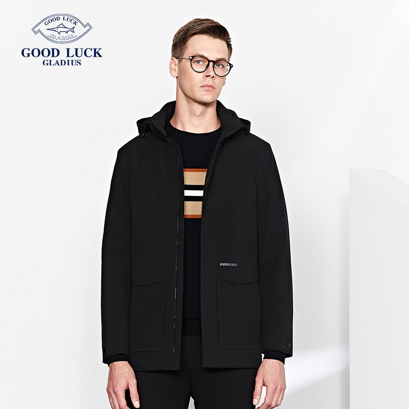 【可脱卸帽】德鲨秋冬季新款棉风衣男青年中长款连帽外套,男装,风衣,淘宝优惠券,粉丝福利购,淘宝优惠卷