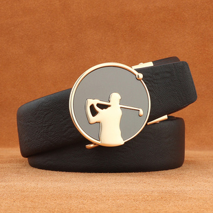 皮带男真皮个性 带 高尔夫自动扣潮流腰带年轻人牛皮商务休闲简约裤