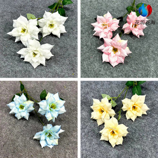 3头蜀葵仿真装饰花婚礼堂酒店插花路引花排花花束假花绢花水仙花