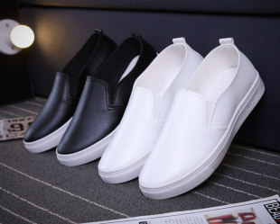 小白鞋 皮面一脚蹬鞋 女韩版 百搭白色平底板鞋 女休闲 学生鞋 春秋季