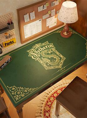 绿色哈利波特书桌垫高端复古风大鼠标垫子长方形皮革防滑桌布天津