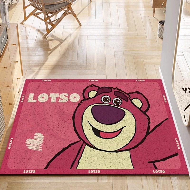 可爱草莓熊入户门丝圈地垫门厅防滑耐脏脚垫免洗可裁剪 地垫,居家布艺,入户地垫,淘宝优惠券,粉丝福利购,淘宝优惠卷