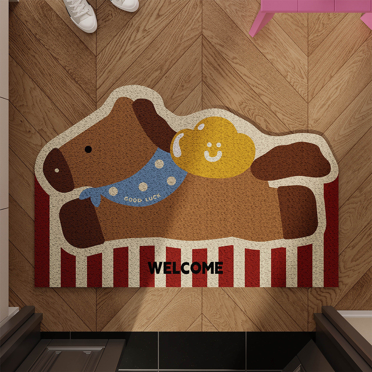 新年入户门地垫卡通小马家用玄关防滑耐脏脚垫可裁剪丝圈地毯,居家布艺,入户地垫,淘宝优惠券,粉丝福利购,淘宝优惠卷