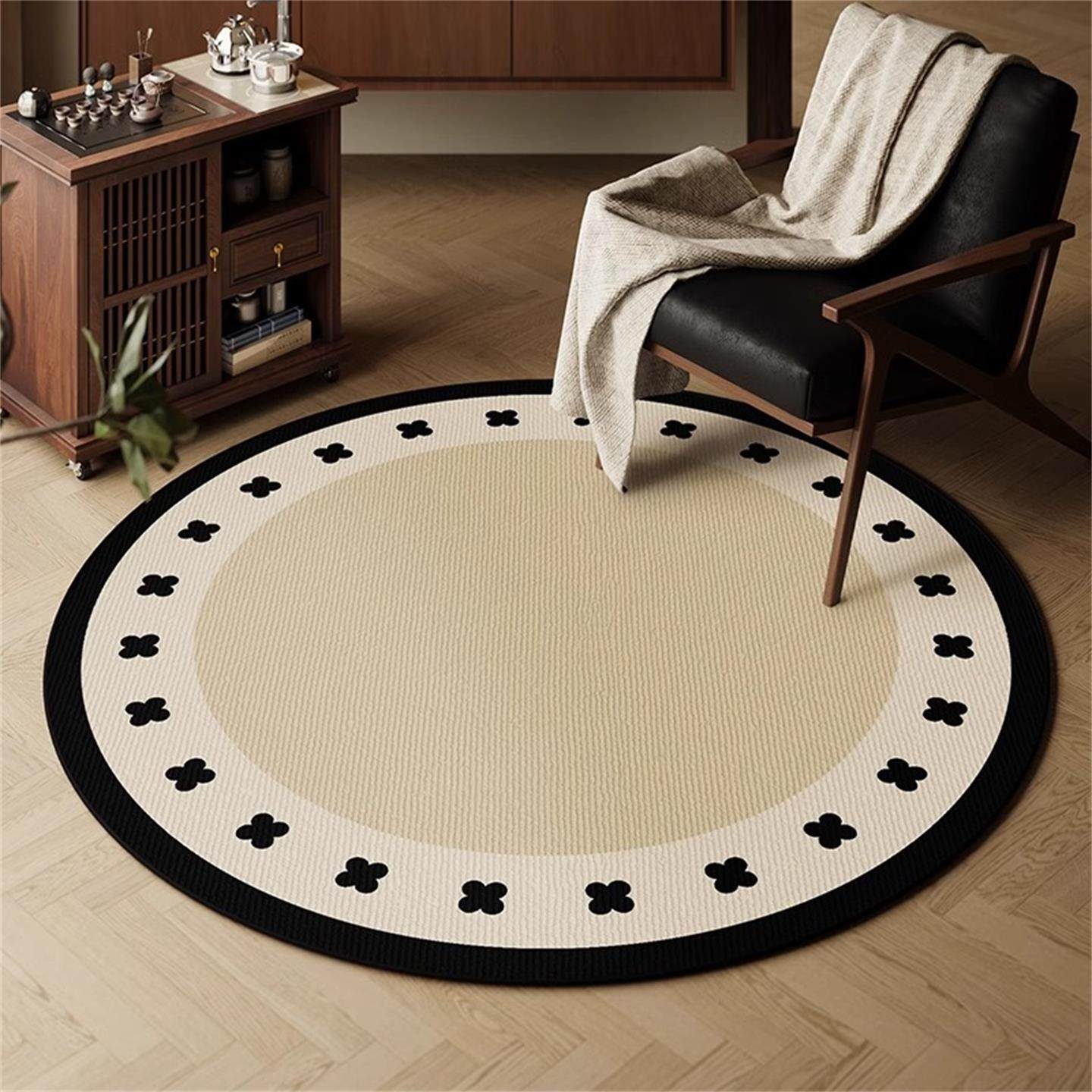法式圆形地毯书房转椅摇椅脚垫客厅卧室床边毯高级感沙发茶几地毯,居家布艺,地毯,淘宝优惠券,粉丝福利购,淘宝优惠卷