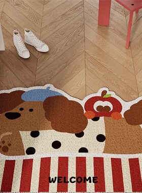 2026新款入户门地垫丝圈防滑脚垫新年红色玄关进门门口可裁剪地毯