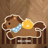 新年入户门地垫卡通小马家用玄关防滑耐脏脚垫可裁剪丝圈地毯