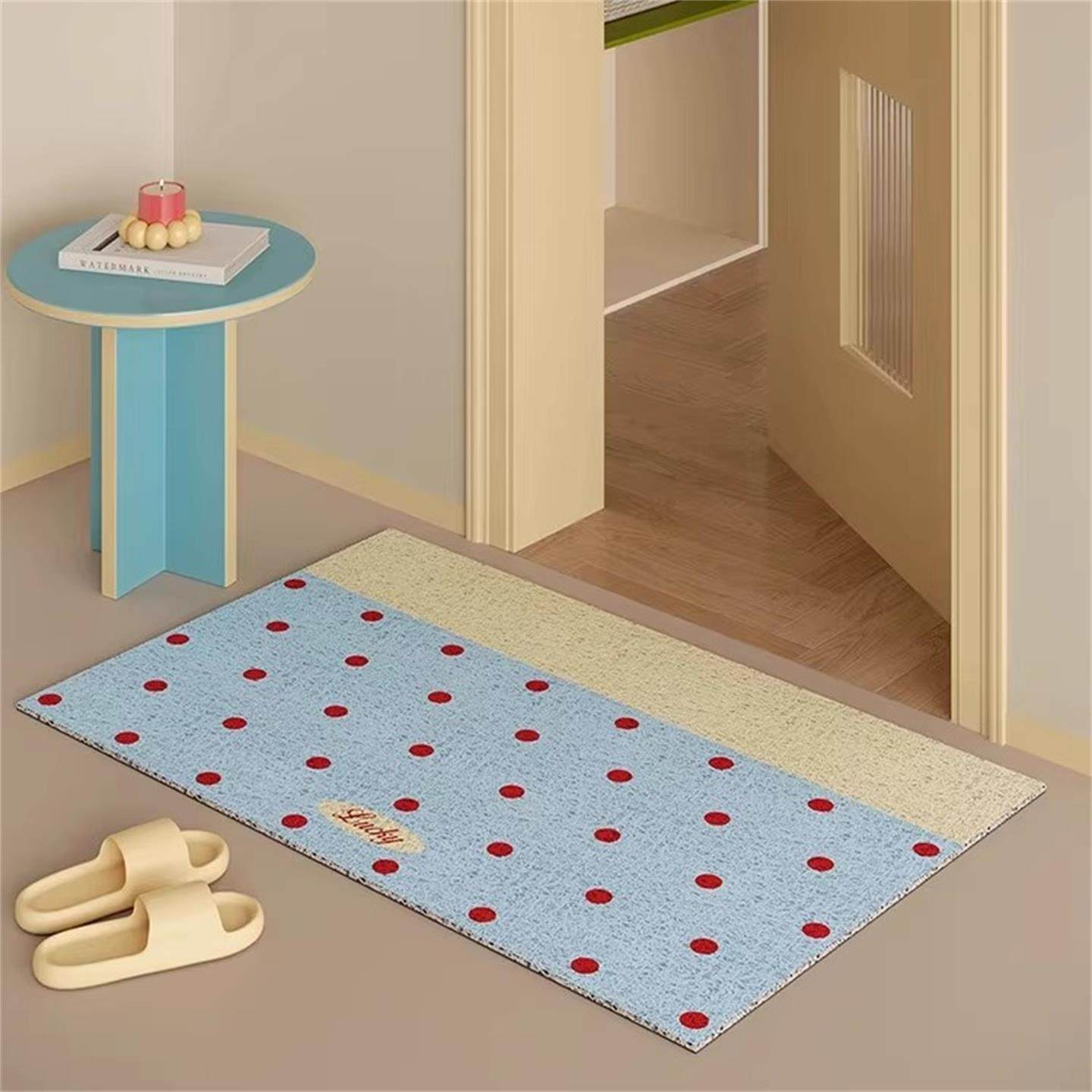 奶油风丝圈地垫入户门地毯多巴胺家用高颜值可裁剪玄关防滑脚垫,居家布艺,入户地垫,淘宝优惠券,粉丝福利购,淘宝优惠卷