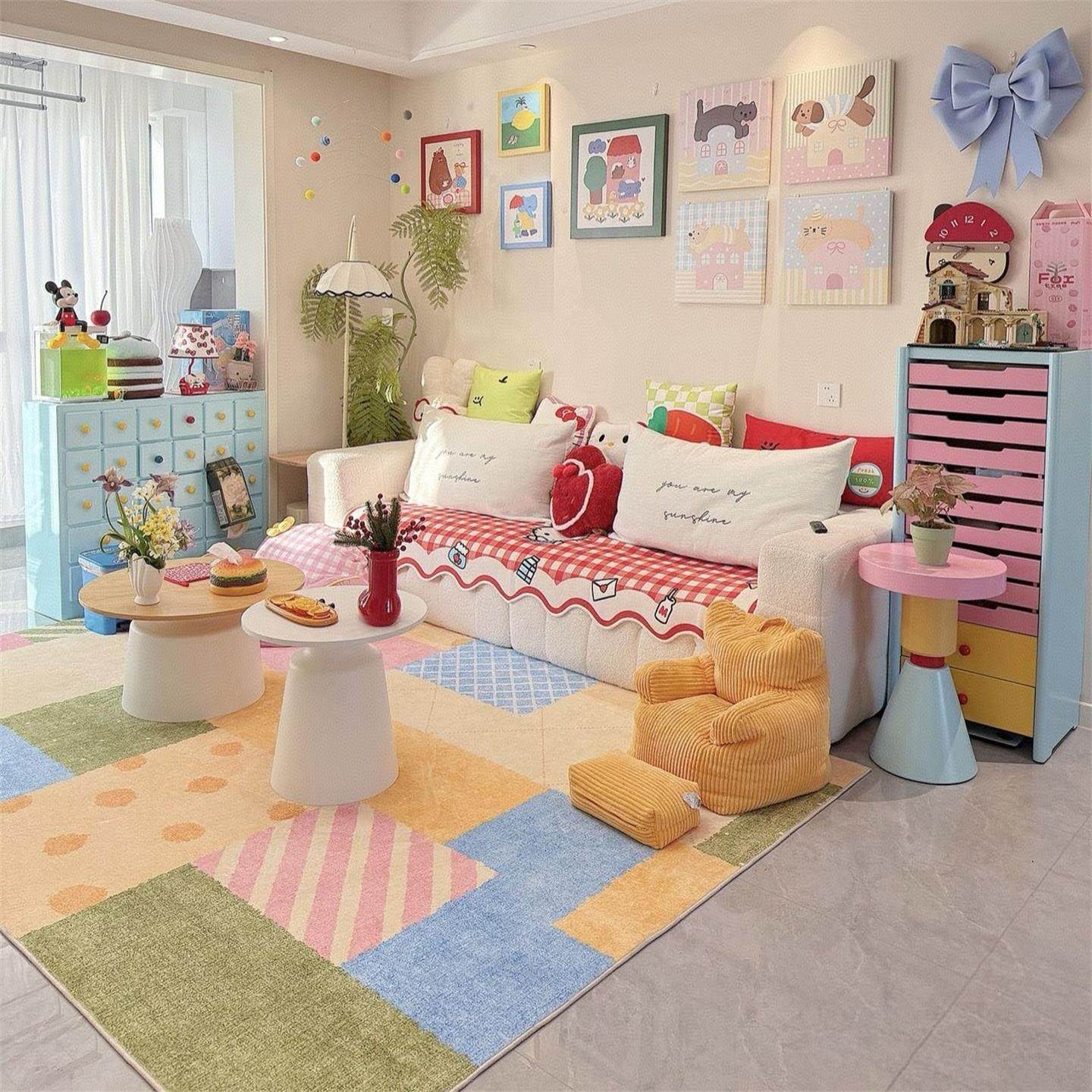 多巴胺地毯客厅防水加厚沙发茶几地垫奶油风衣帽间卧室氛围感脚垫,居家布艺,地毯,淘宝优惠券,粉丝福利购,淘宝优惠卷