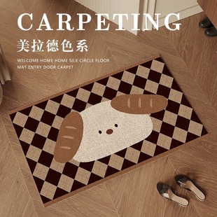 入户门地垫丝圈门口进门脚垫可爱小狗家用玄关防滑耐脏门垫可裁剪