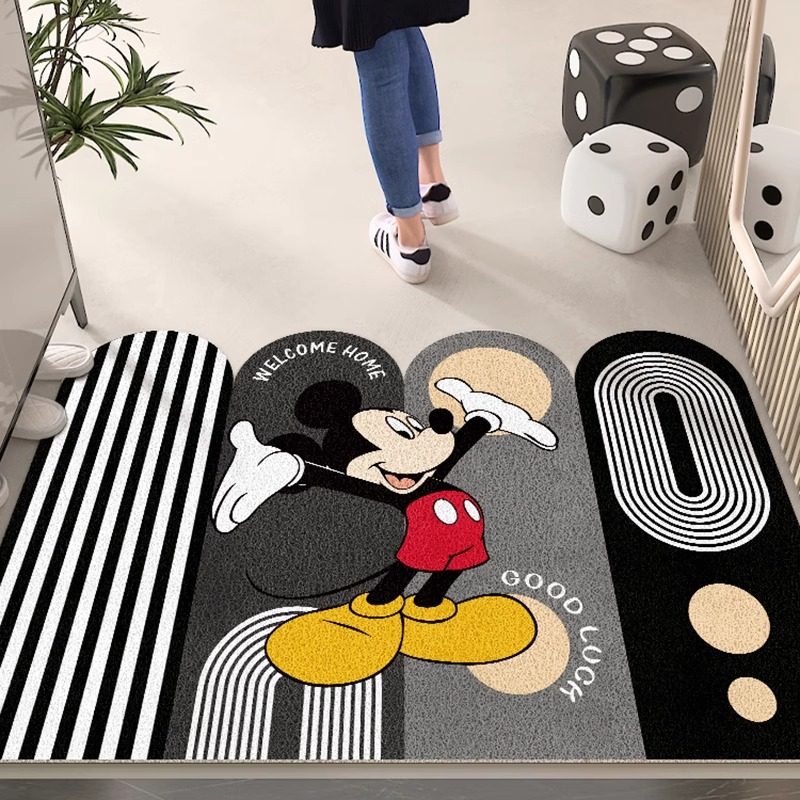 2025新款入户门地垫丝圈耐脏脚垫玄关黑白米奇门口地毯进门防滑垫,居家布艺,入户地垫,淘宝优惠券,粉丝福利购,淘宝优惠卷