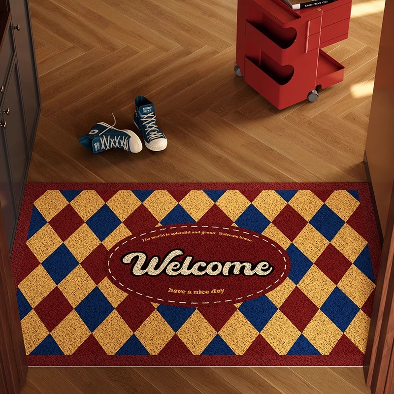 中古风入户门丝圈地垫可裁剪地毯