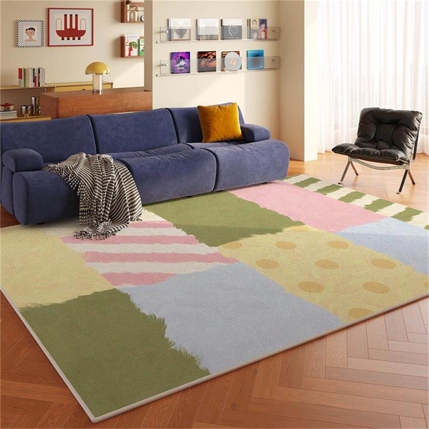 奶油风地毯客厅中古包豪斯格子沙发卧室床边毯2026新款加厚地垫,居家布艺,地毯,淘宝优惠券,粉丝福利购,淘宝优惠卷