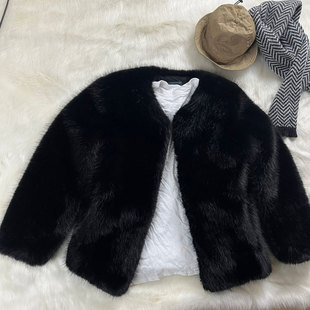 仿狐狸毛海宁皮毛一体貂皮大衣休闲 新款 皮草外套女短款 加厚冬季