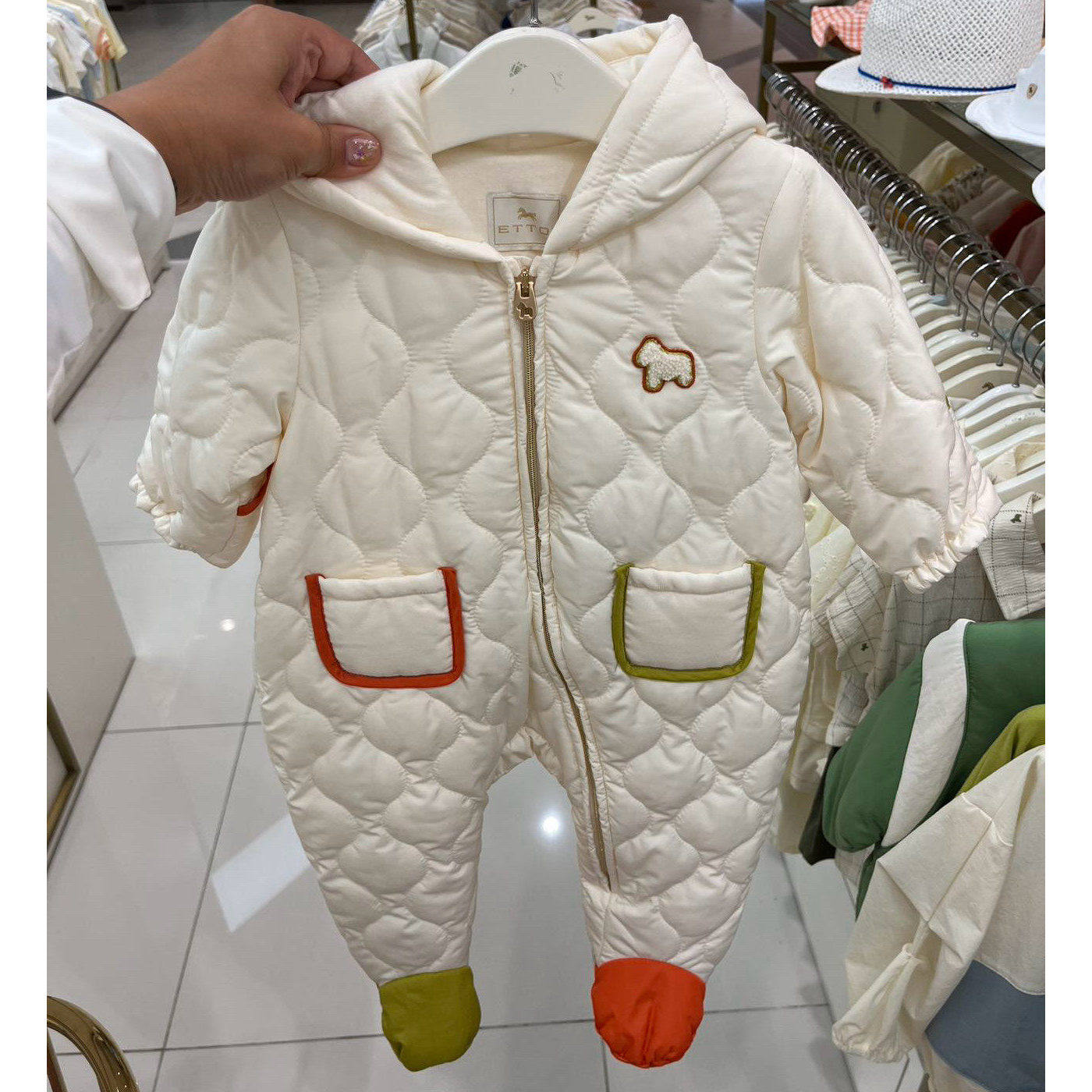 韩国童装25冬新款男女童宝宝洋气时尚连帽保暖棉服连体衣可爱爬服