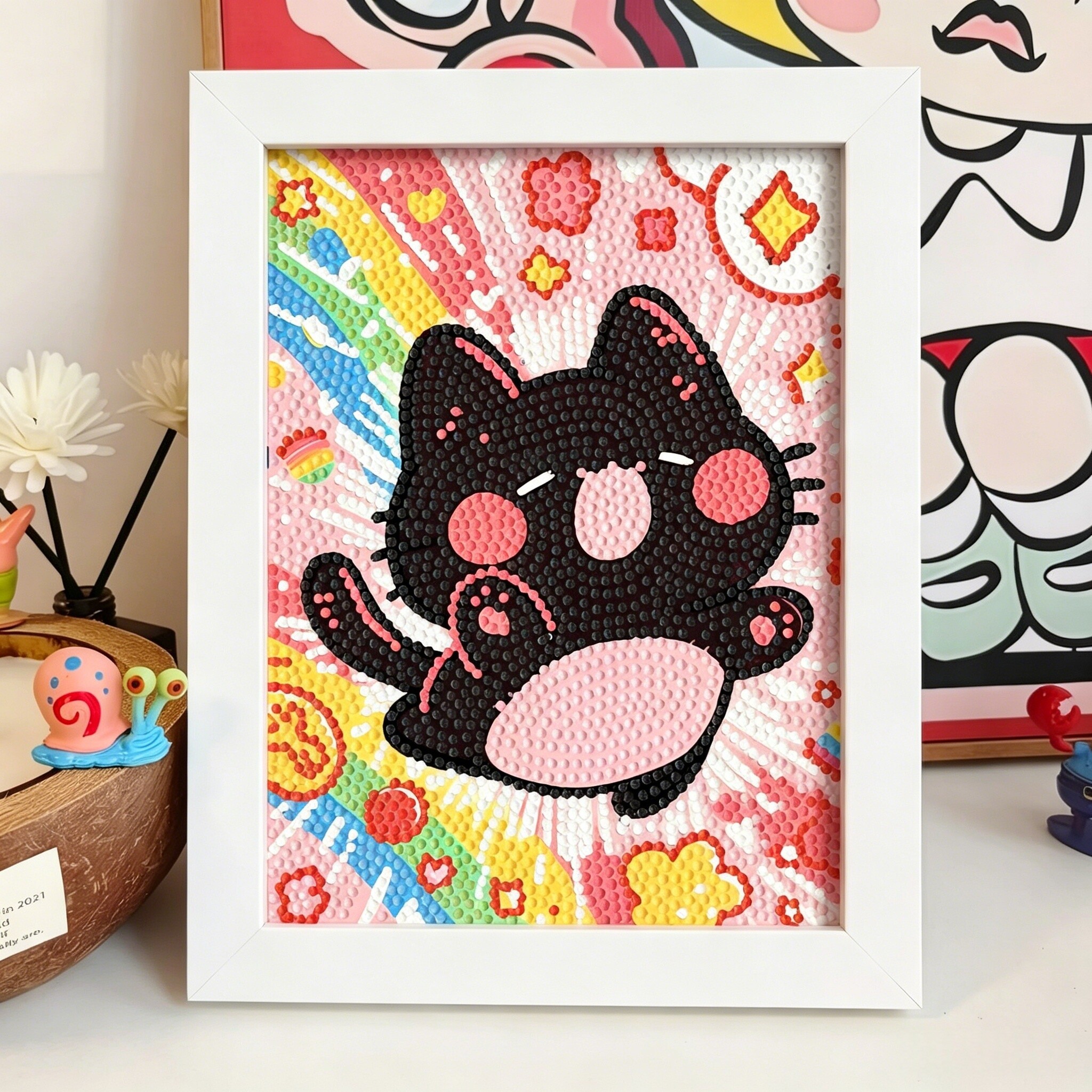 卡通猫咪diy钻石画儿童手工钻石贴画小学生玩具女孩卡通砖石礼物