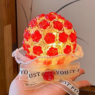 手工diy玫瑰小夜灯材料包七夕创意摆件送闺蜜好友生日情人节礼物