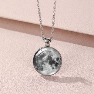 月球月食项链月亮月偏食时光宝石玻璃浩瀚星空星球吊坠小礼物