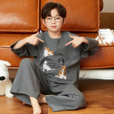 法国Anseola男大童圆领全棉男孩儿童纯棉2026春秋薄款中小学生卡