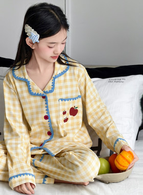 法国Anseola儿童睡衣女孩春秋款网红公主长袖套装2026新款女童空