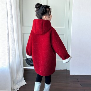 法国BADNUT女童加绒外套秋冬款2026新款儿童过年衣服拜年服中大童