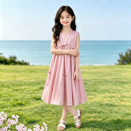 法国Anseola女童裙子2026新款夏季儿童大童洋派时髦洋装女孩背心