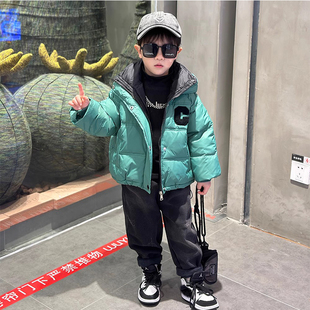 儿童羽绒服冬季男童棉服2024新款痞帅小童男款宝宝秋冬白鸭绒外套