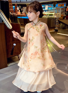 法国Anseola女童汉服洋装新中式儿童旗袍公主裙夏装2026新款女孩