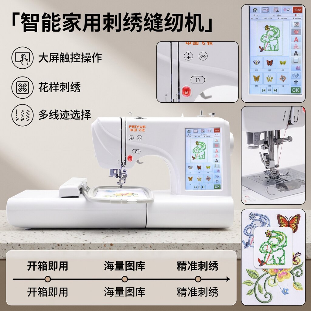 飞跃台式锁边绣花机可绣名字图片