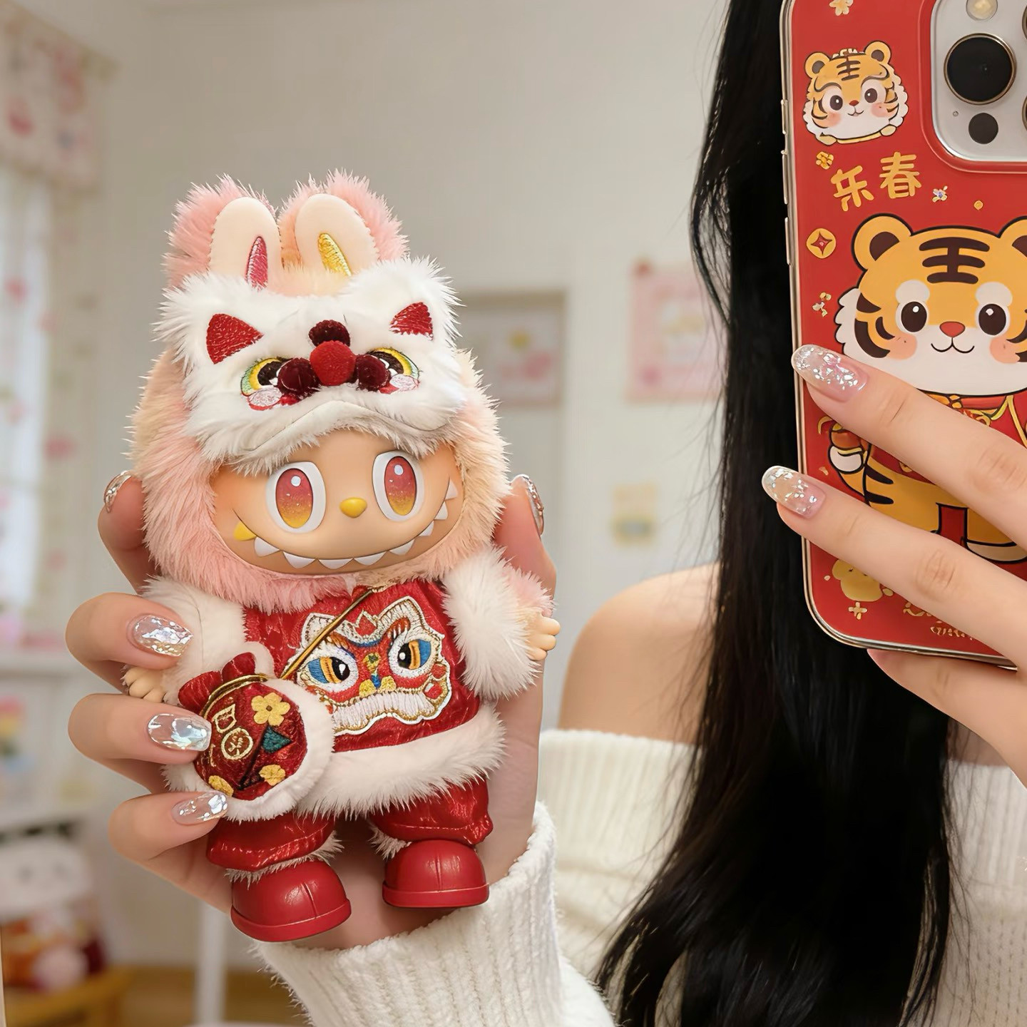 labubu拜年服娃衣拉布布一二三代通用衣服新年服可爱着替喜庆,模玩/动漫/周边/娃圈三坑/桌游,潮玩娃衣,淘宝优惠券,粉丝福利购,淘宝优惠卷