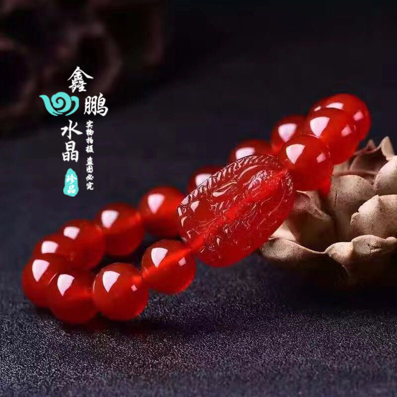 2026年天然红玛瑙生肖 属狗猪本命佛 阿弥八大守护神手链