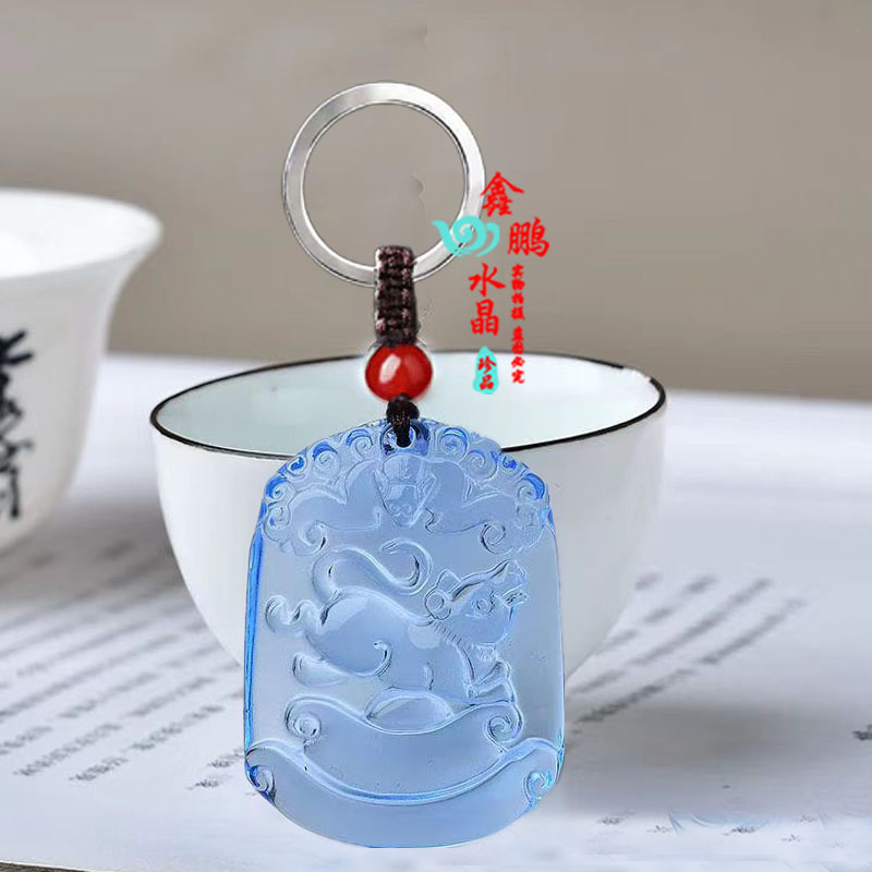 蓝水晶聚财鼠吊坠生肖