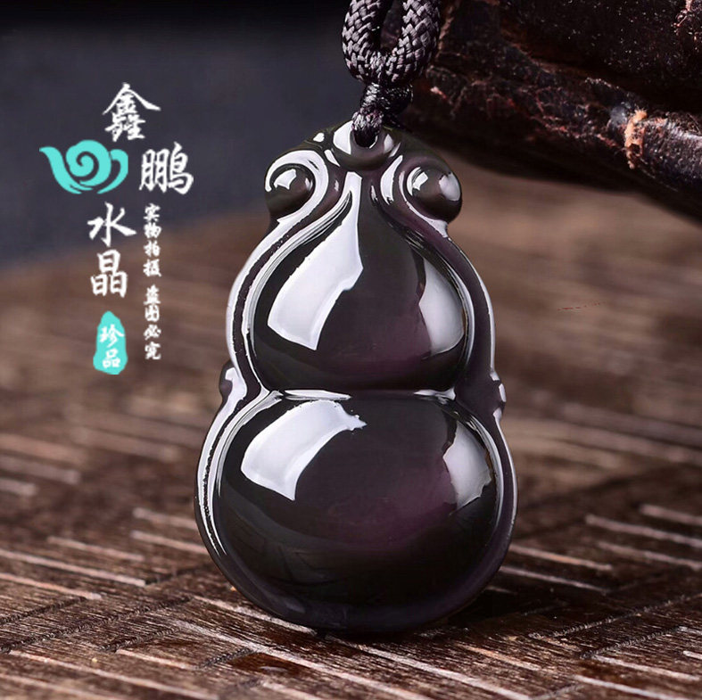 2026天然黑曜石葫芦吊坠项坠福禄葫芦本命年吉祥挂件